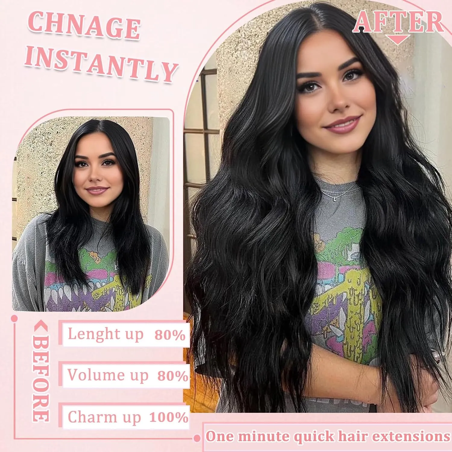 Clip in Hair Extensions Real Human Hair Clip in Extensions for Women Seamless Invisible Natural Black Straight Remy 100% Human Clips ins Extension 8pcs Double Weft 24 inch 4.2oz/120g