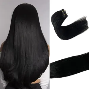 Clip in Hair Extensions Real Human Hair, Jet Black Natural Remy Hair Extensions Seamless Clip in Human Hair 70g 7pcs Full Ends Clip in Hair Extensions 12inch
