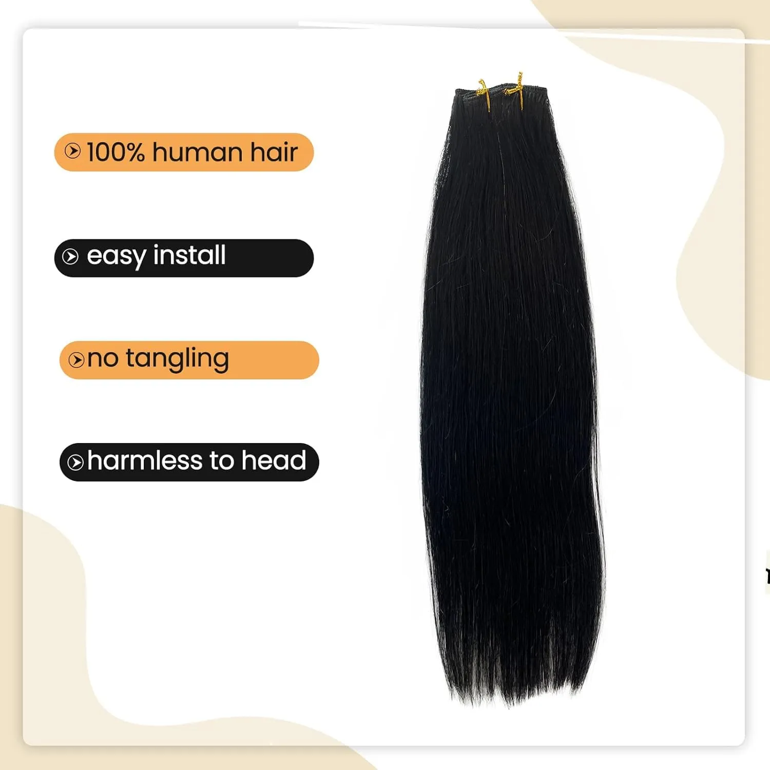 Clip in Hair Extensions Real Human Hair, Jet Black Natural Remy Hair Extensions Seamless Clip in Human Hair 70g 7pcs Full Ends Clip in Hair Extensions 12inch