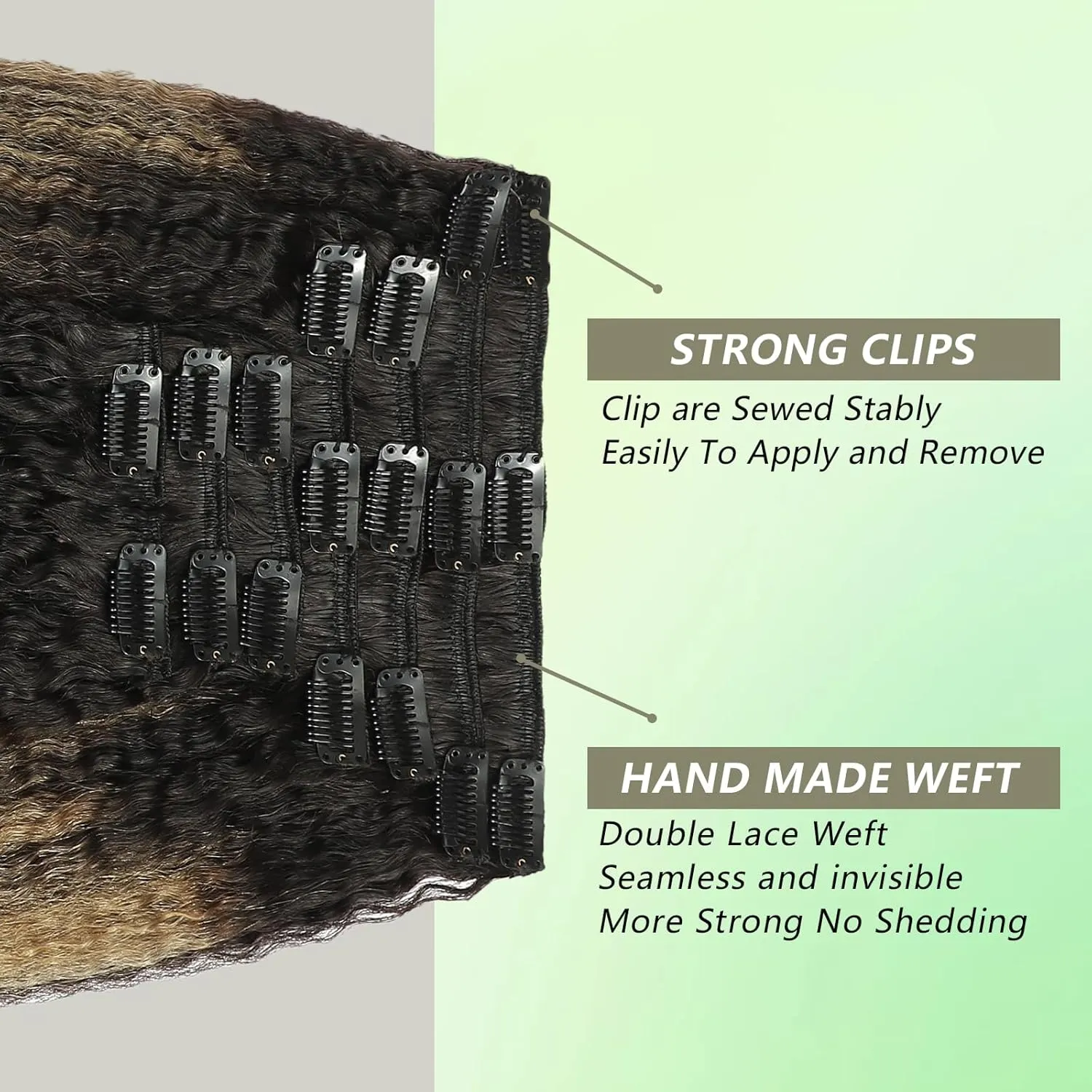 Clip In Hair Extensions Real Human Hair Root Natural Black #1B to Caramel Blonde #27 Yaki Straight Clip Ins Hair Extensions For Women Invisible & Scalp-Friendly Clip in Extensions (120g 8pcs 14 Inch)