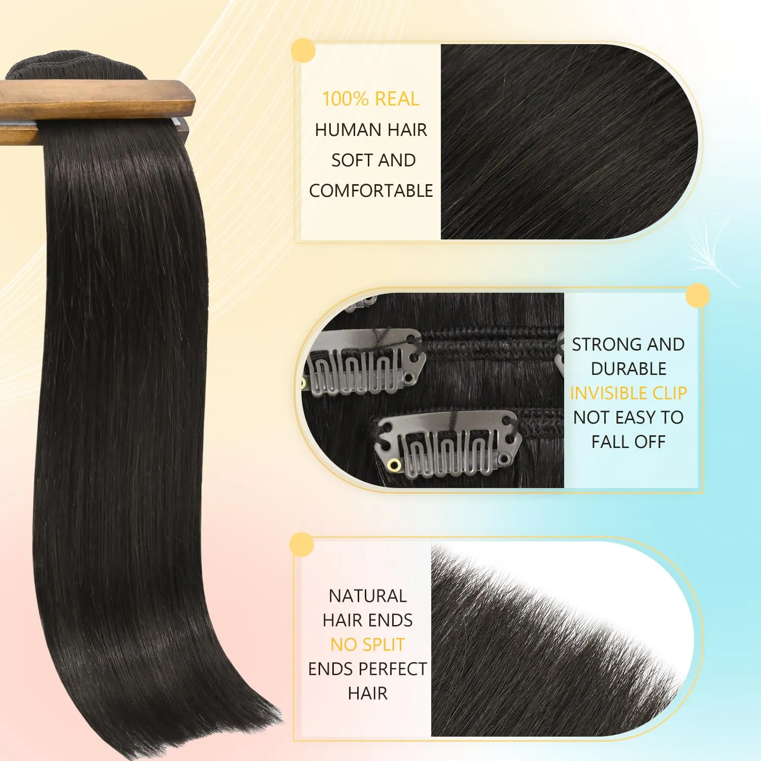 Clip in Hair Extensions Remy Natural Human Hair for Women 15 Inch 75g Full Head Dark Brown Hair Extensions Real Human Hair Clip ins Soft Silky Straight Hair