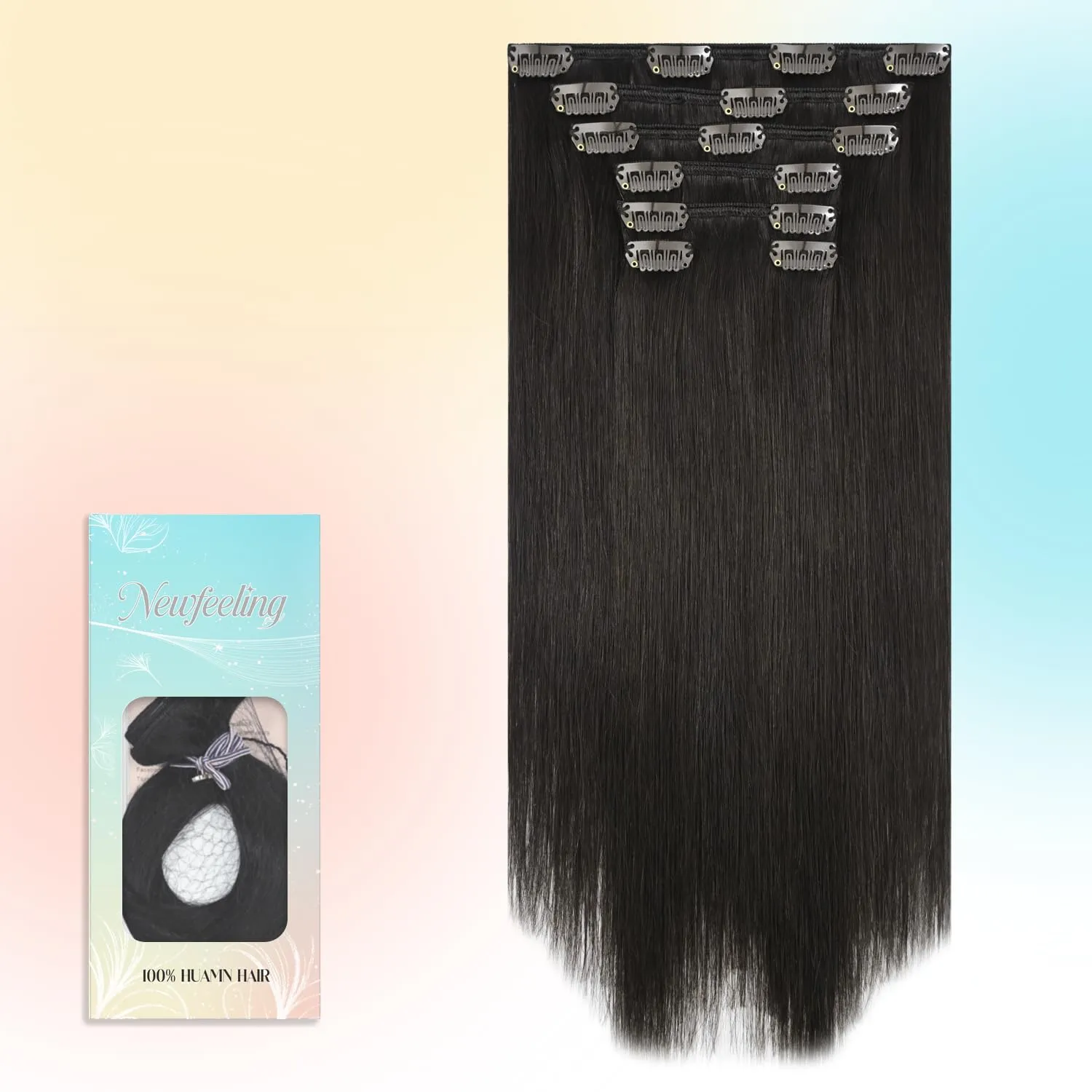 Clip in Hair Extensions Remy Natural Human Hair for Women 15 Inch 75g Full Head Dark Brown Hair Extensions Real Human Hair Clip ins Soft Silky Straight Hair