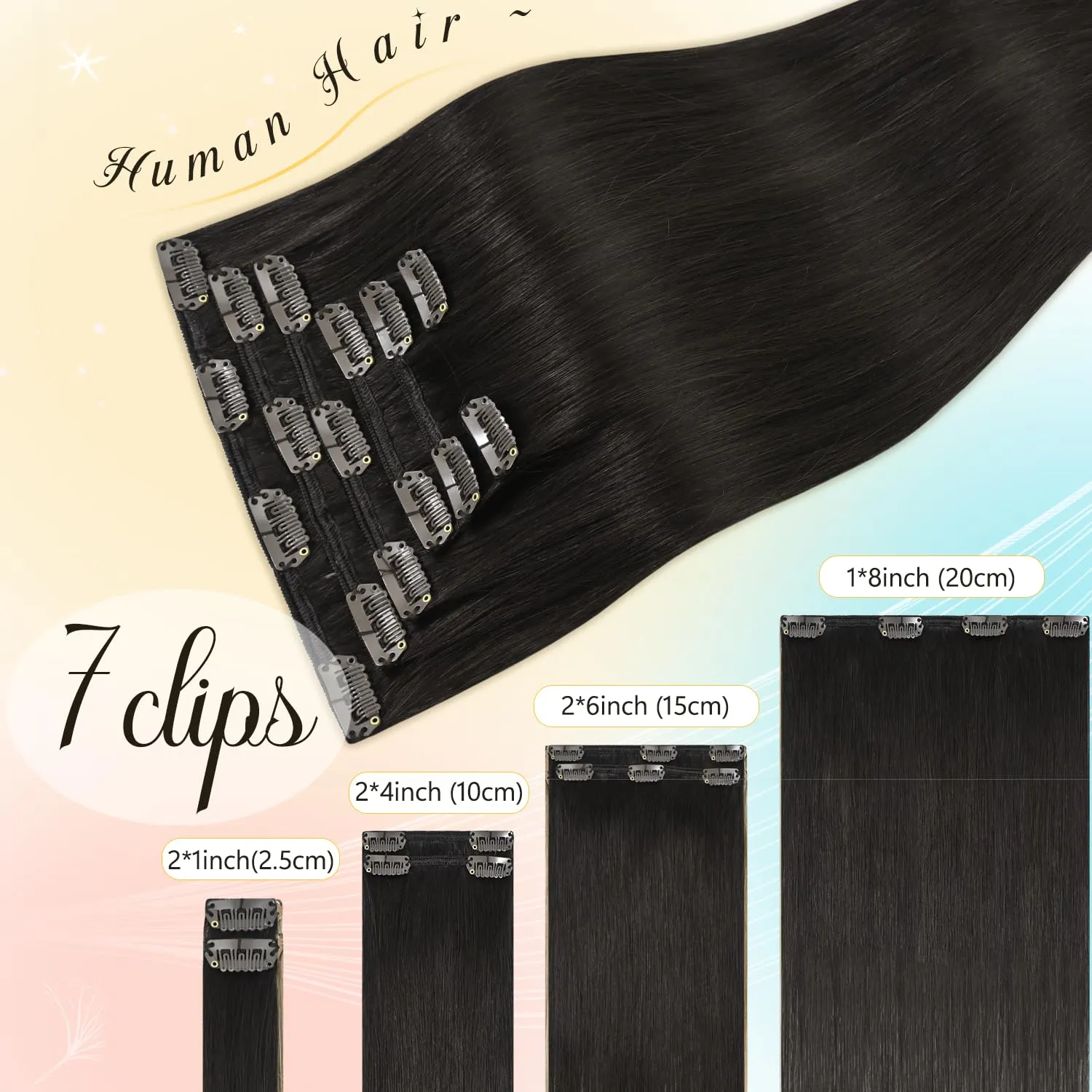 Clip in Hair Extensions Remy Natural Human Hair for Women 15 Inch 75g Full Head Dark Brown Hair Extensions Real Human Hair Clip ins Soft Silky Straight Hair