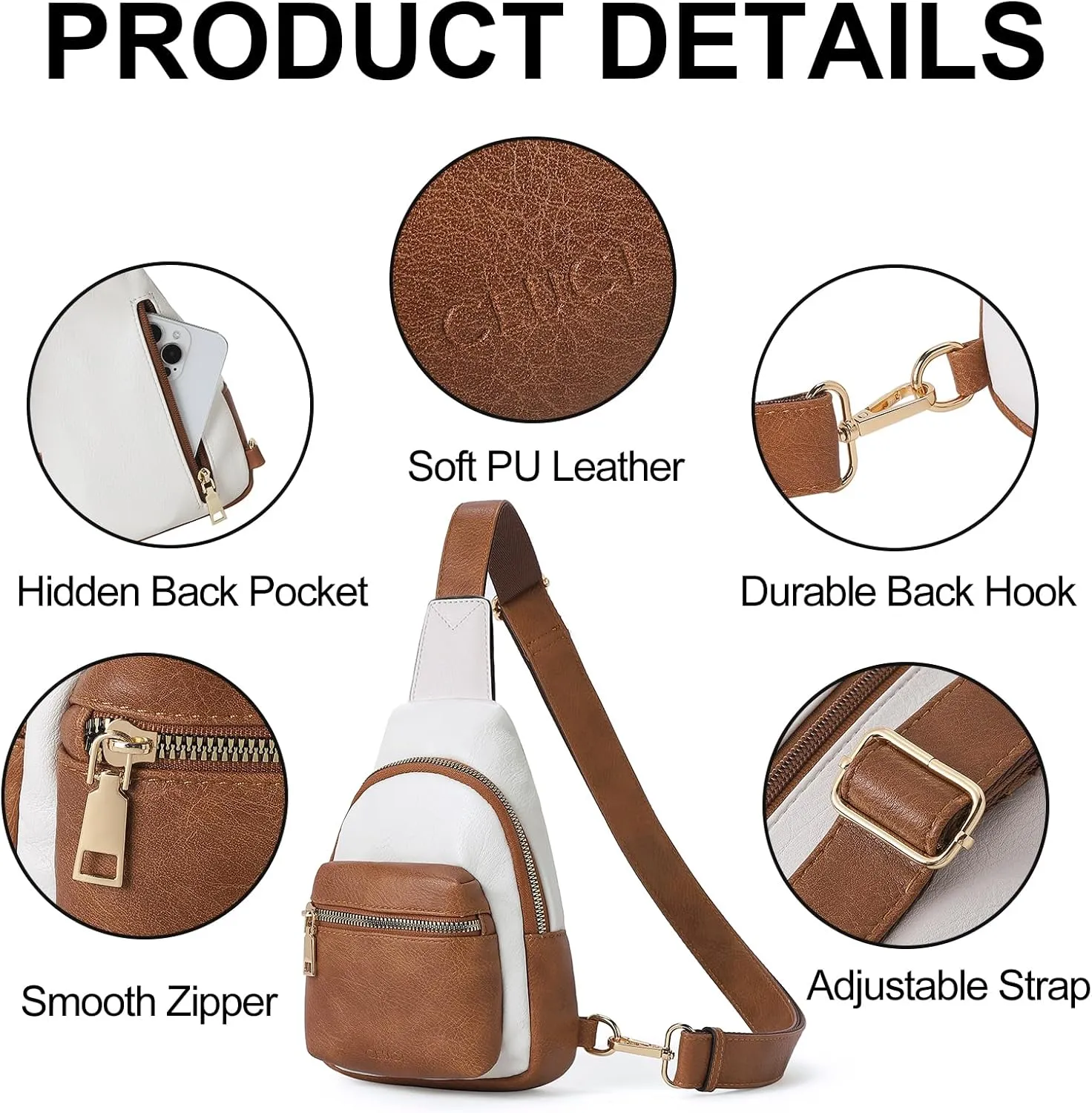 CLUCI Small Sling Bag for Women, Leather Crossbody Fanny Packs Trendy, Women's Chest Bag