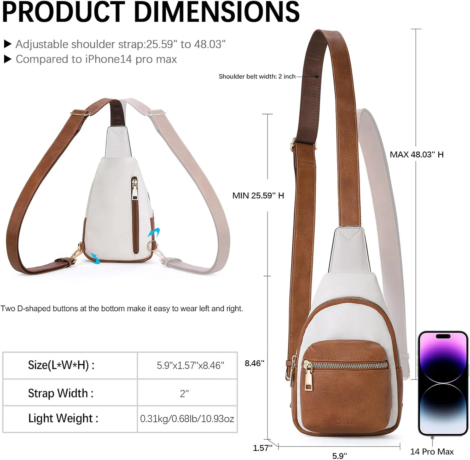 CLUCI Small Sling Bag for Women, Leather Crossbody Fanny Packs Trendy, Women's Chest Bag