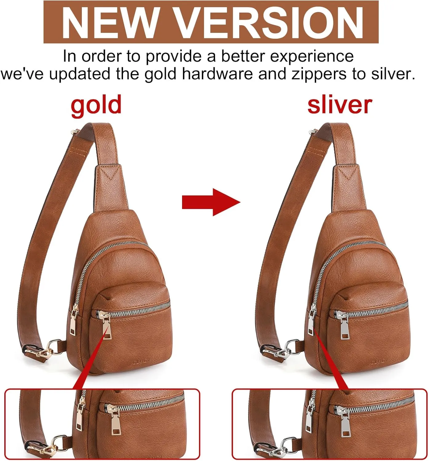CLUCI Small Sling Bag for Women, Leather Crossbody Fanny Packs Trendy, Women's Chest Bag
