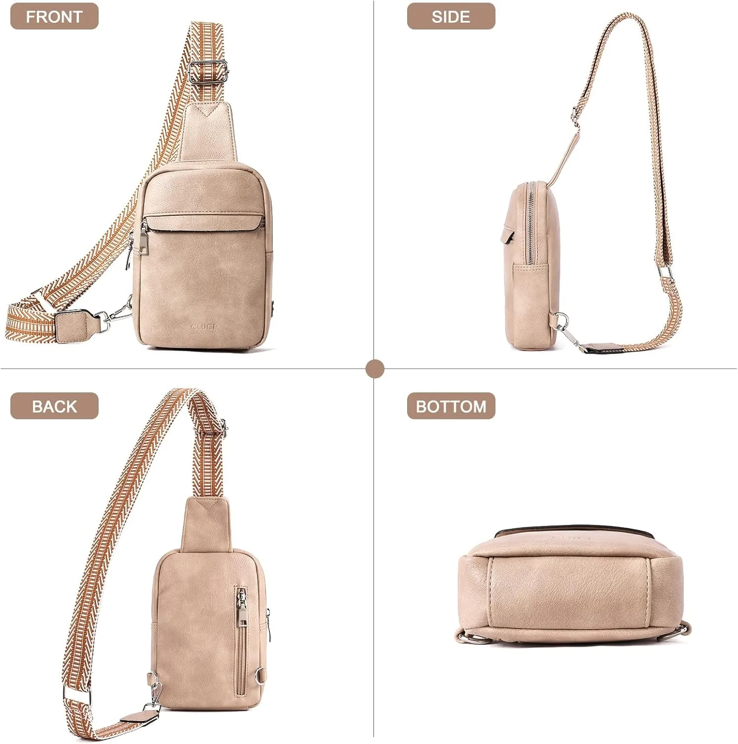 CLUCI Small Sling Bag for Women Vegan Leather Crossbody Chest Bags Trendy, Women's Fanny Pack