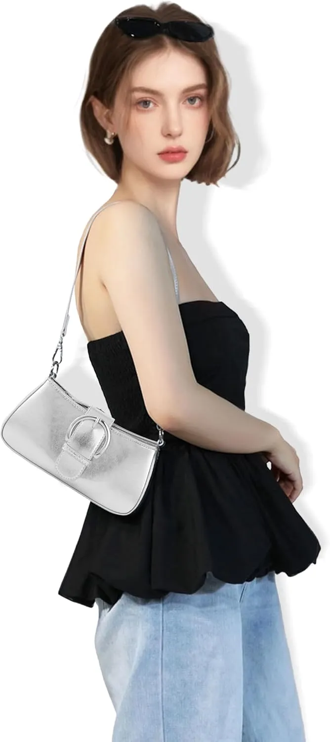 Clutch Purse for Women - Evening Purse Small PU Leather Shoulder Bag, Designer Zipper Close Handbag