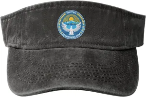 Coat of Arms Kyrgyzstan Washed Denim Visor Hat for Men & Women, Adjustable Sun Cap with UV Protection