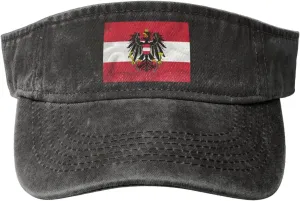Coat of arms of Austria Washed Denim Visor Hat for Men & Women, Adjustable Sun Cap with UV Protection