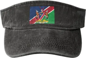 Coat of arms of Namibia Washed Denim Visor Hat for Men & Women, Adjustable Sun Cap with UV Protection
