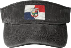 Coat of arms of Panama Washed Denim Visor Hat for Men & Women, Adjustable Sun Cap with UV Protection