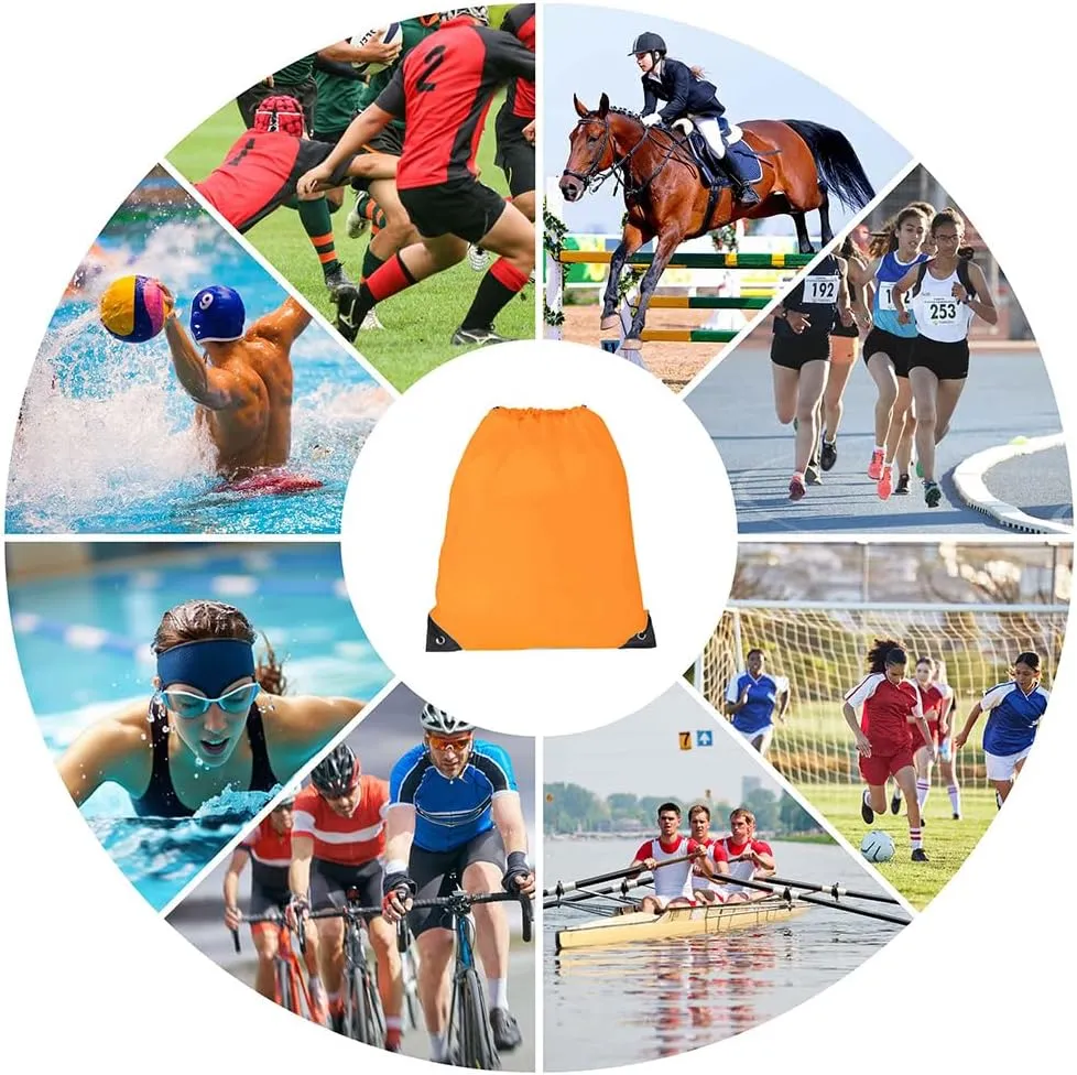 CODOBON 40 Pcs Drawstring Bags, Bulk Drawstring Backpack, Nylon Cinch Draw String Sport Bag, Orange