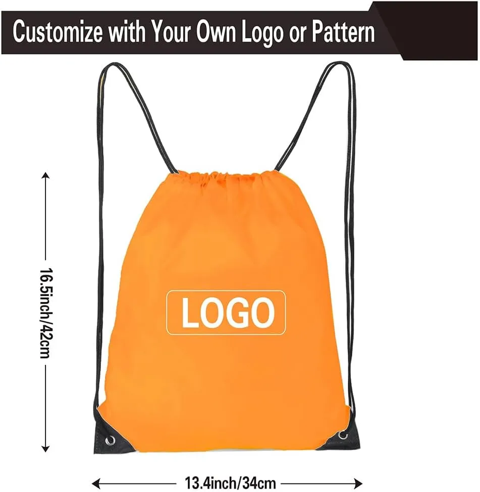 CODOBON 40 Pcs Drawstring Bags, Bulk Drawstring Backpack, Nylon Cinch Draw String Sport Bag, Orange