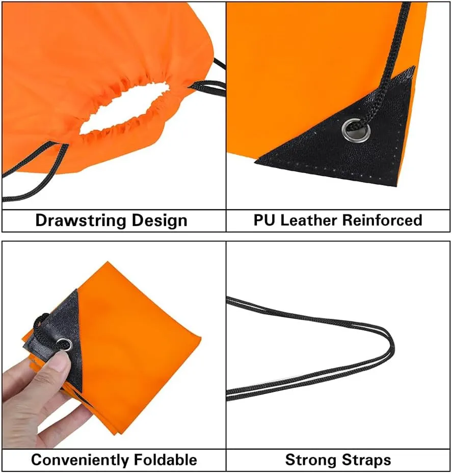 CODOBON 40 Pcs Drawstring Bags, Bulk Drawstring Backpack, Nylon Cinch Draw String Sport Bag, Orange