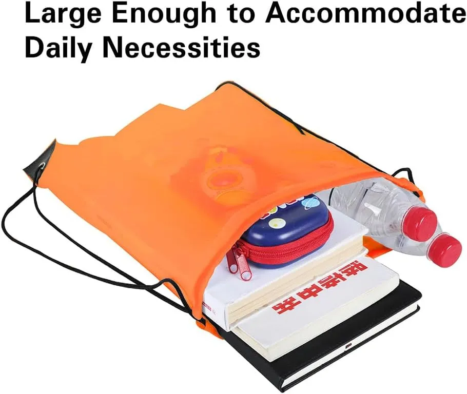 CODOBON 40 Pcs Drawstring Bags, Bulk Drawstring Backpack, Nylon Cinch Draw String Sport Bag, Orange