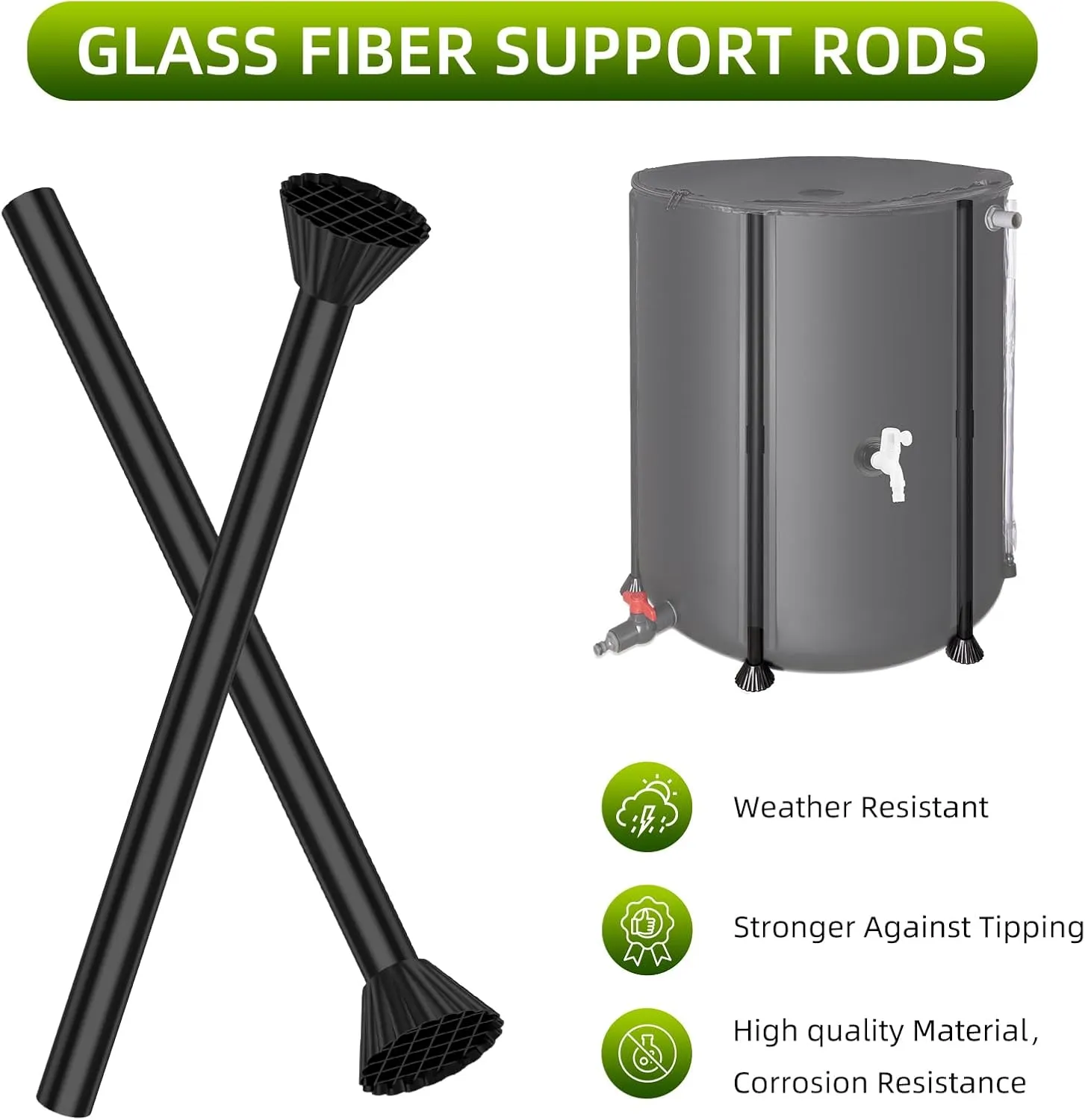 Collapsible Rain Barrel Water Collection System - 53 Gallon Portable Water Storage Tank,Foldable Rainwater Collect System Downspout, Water Catcher Container with Filter, Spigots＆Overflow Kit,Black