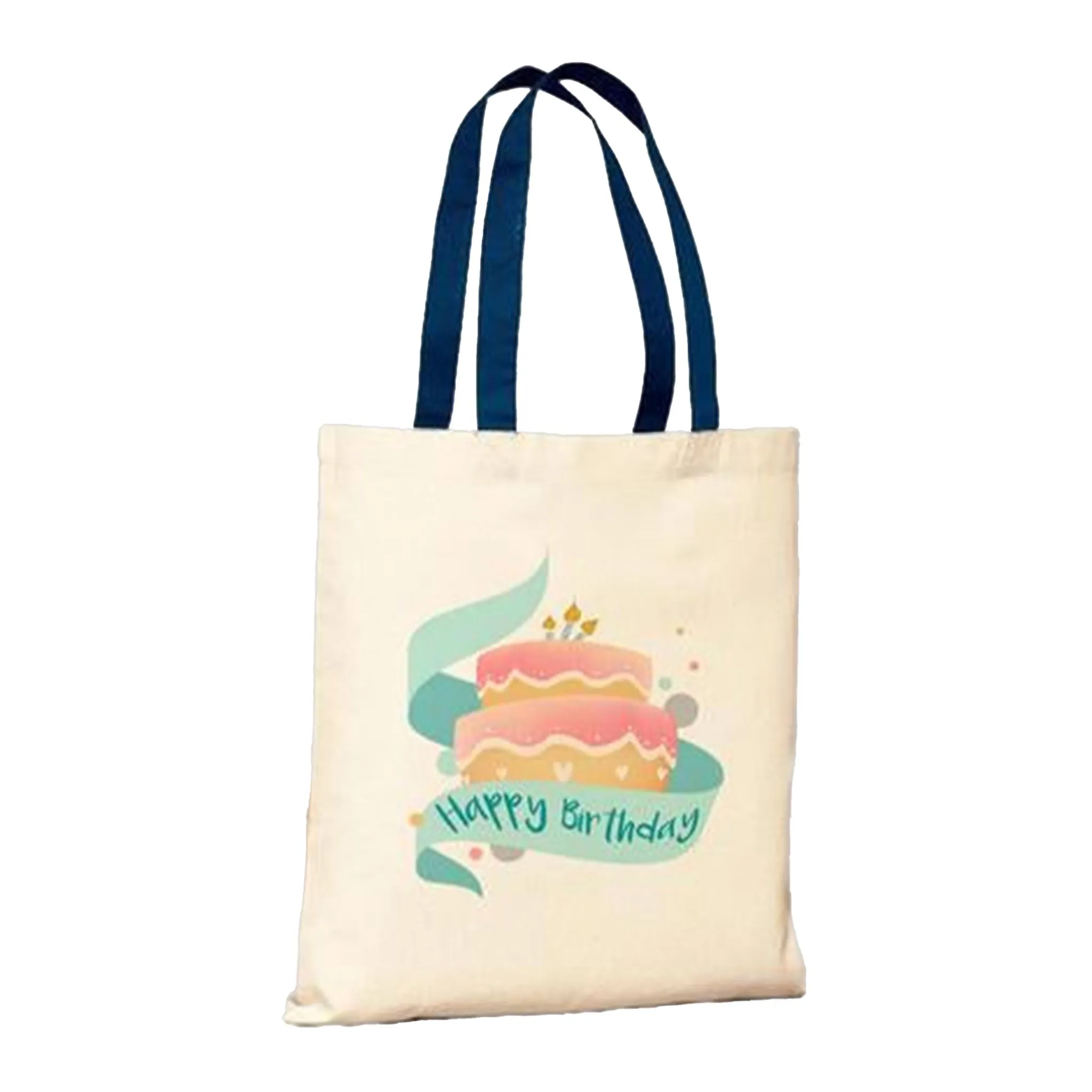 Color Handle Customized Cotton Tote Bags / Promo Logo Tote Bags Two Tone - TB160