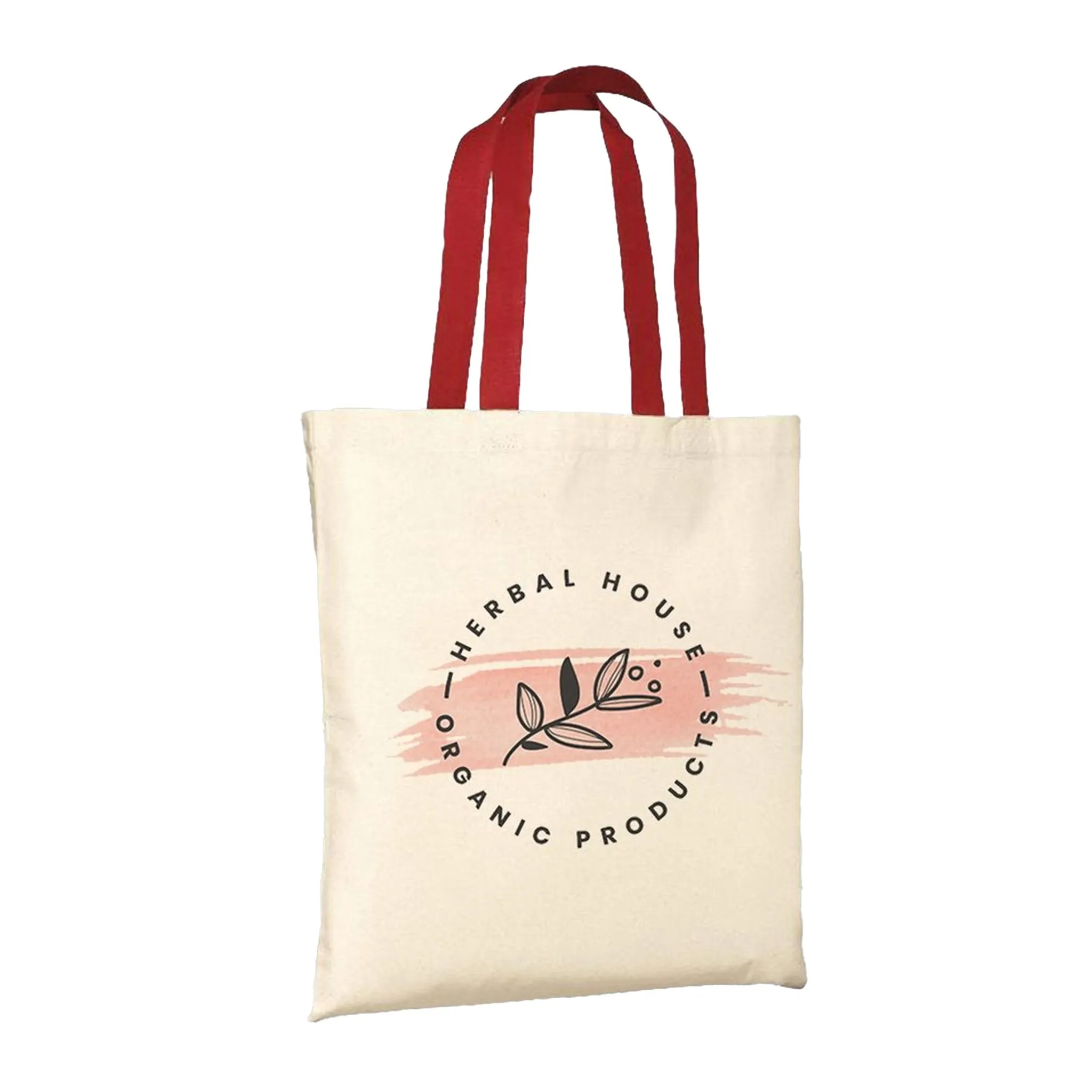 Color Handle Customized Cotton Tote Bags / Promo Logo Tote Bags Two Tone - TB160