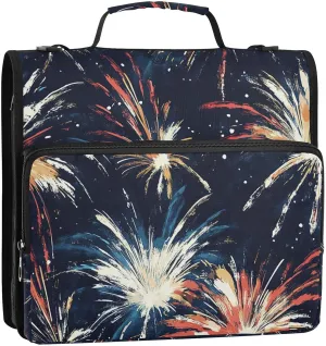 Colorful Fireworks Illustration Easy to Carry Portable Home Travel Safe Storage Bag with Shoulder Strap & Handle for
