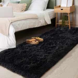 Comeet Runner Rugs for Bedroom, Anti-Skid Plush Fluffy Rugs, Indoor Floor Living Room Carpet for Kids Girls Boys Teen Nursery Home Decor Aesthetic, Nursery, 2 x 6 Feet Black