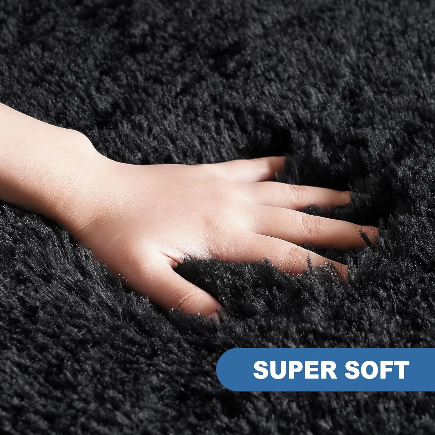 Comeet Runner Rugs for Bedroom, Anti-Skid Plush Fluffy Rugs, Indoor Floor Living Room Carpet for Kids Girls Boys Teen Nursery Home Decor Aesthetic, Nursery, 2 x 6 Feet Black