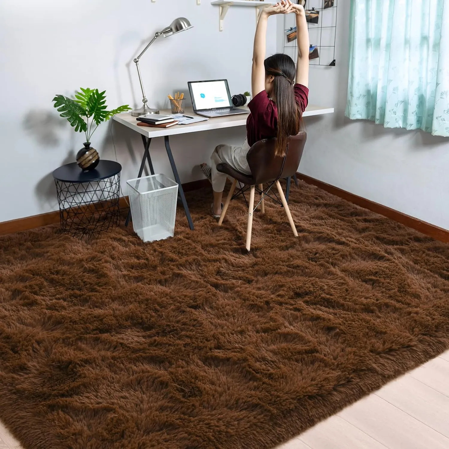 Comeet Soft Area Rugs for Bedroom Living Room Fluffy Carpets, 6 x 9 Feet, Shag Furry Area Rug for Children Kids Girls Baby Room, Non-Slip Indoor Carpet for Nursery Dorm Home Decor, Brown