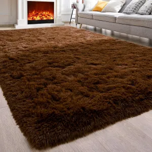Comeet Soft Area Rugs for Bedroom Living Room Fluffy Carpets, 6 x 9 Feet, Shag Furry Area Rug for Children Kids Girls Baby Room, Non-Slip Indoor Carpet for Nursery Dorm Home Decor, Brown