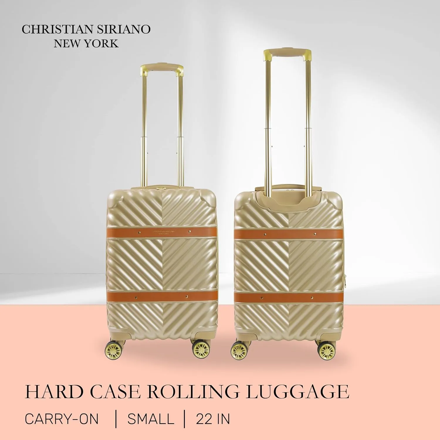 Concept One Christian Siriano New York 22 Inch Carry On Luggage, Stella Hardshell Rolling Suitcase with Spinner Wheels, Taupe