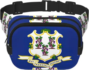 Connecticut State Flag print Womens Fanny Pack Everyday Hip Pouch Waist Bag for Travel Outdoor Running Hunting for Adult