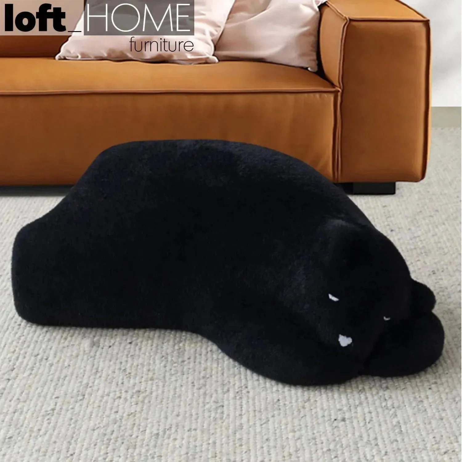 Contemporary Velvet Ottoman RESTING BEAR Black