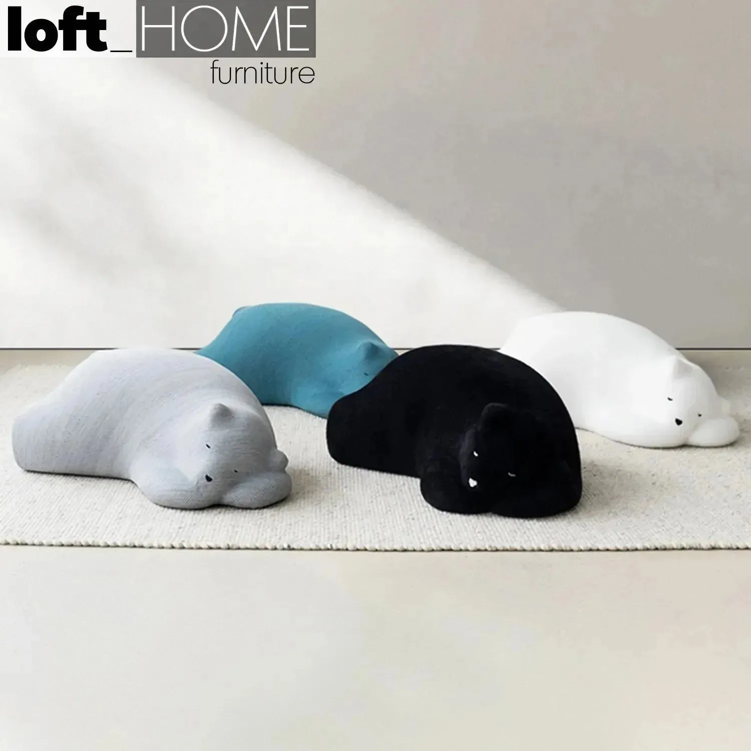 Contemporary Velvet Ottoman RESTING BEAR Black