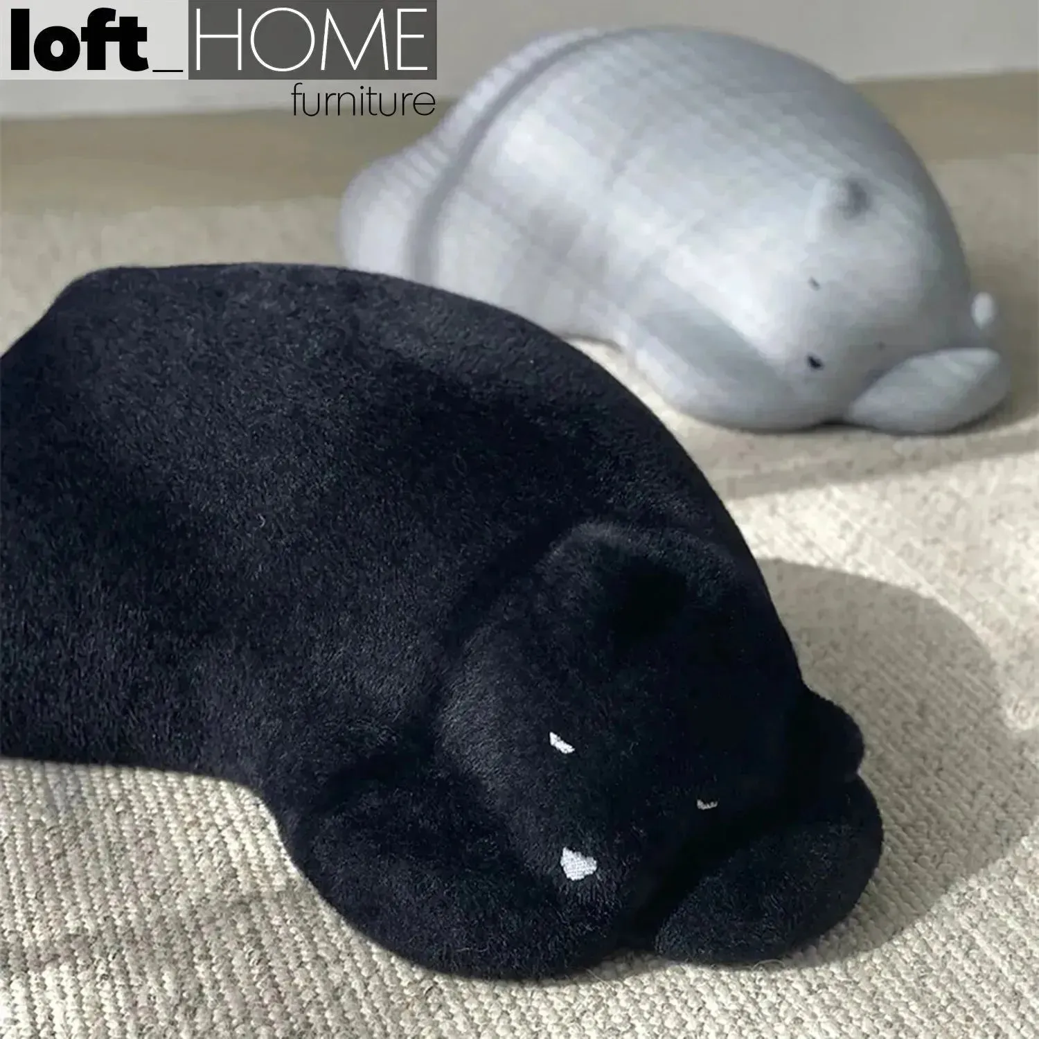 Contemporary Velvet Ottoman RESTING BEAR Black