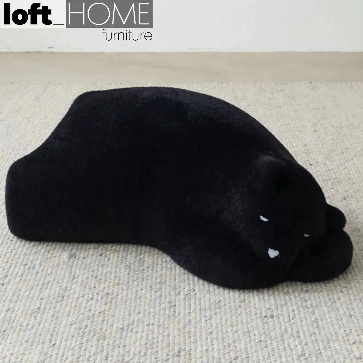 Contemporary Velvet Ottoman RESTING BEAR Black