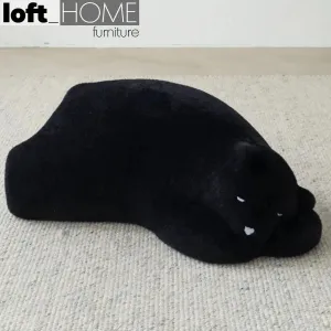 Contemporary Velvet Ottoman RESTING BEAR Black