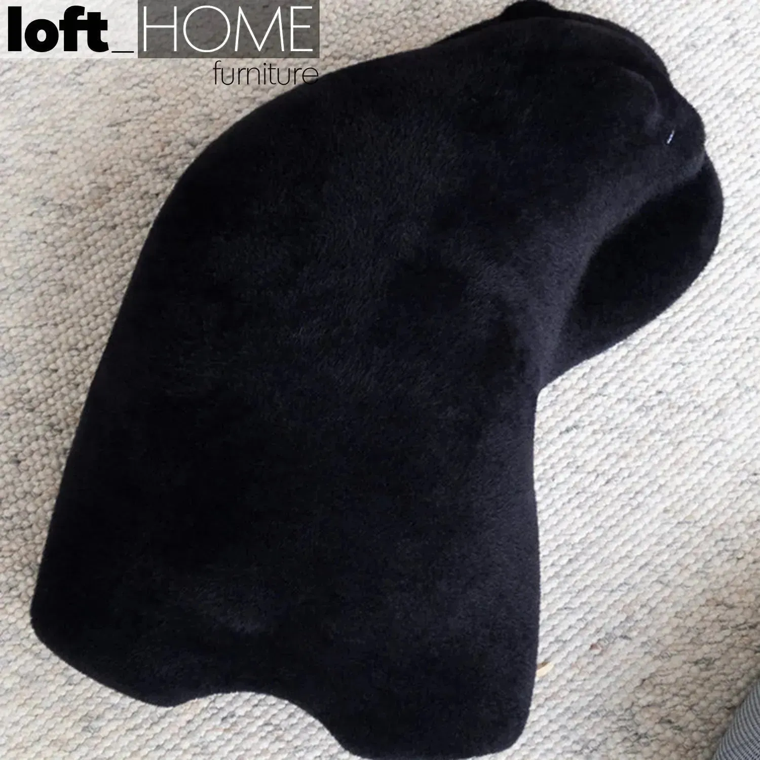 Contemporary Velvet Ottoman RESTING BEAR Black