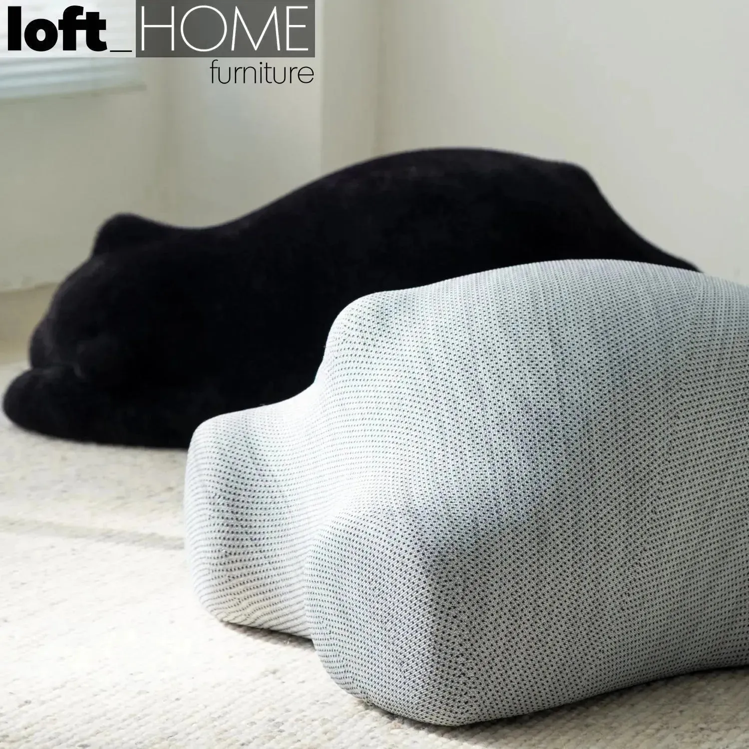 Contemporary Velvet Ottoman RESTING BEAR Black