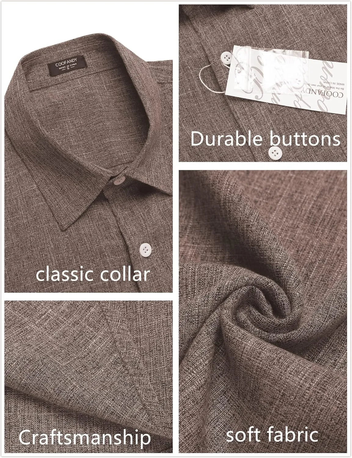 COOFANDY Men's Casual Button Down Shirts Short Sleeve Linen Shirts Summer Beach Dress Shirt