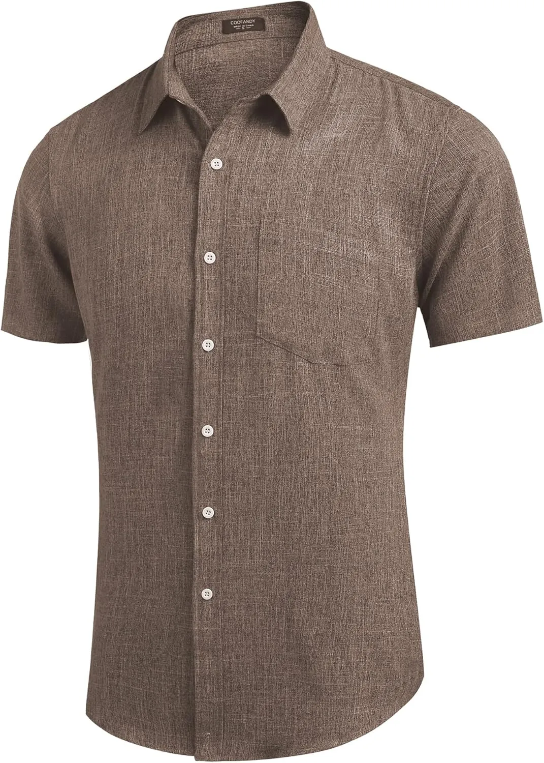 COOFANDY Men's Casual Button Down Shirts Short Sleeve Linen Shirts Summer Beach Dress Shirt