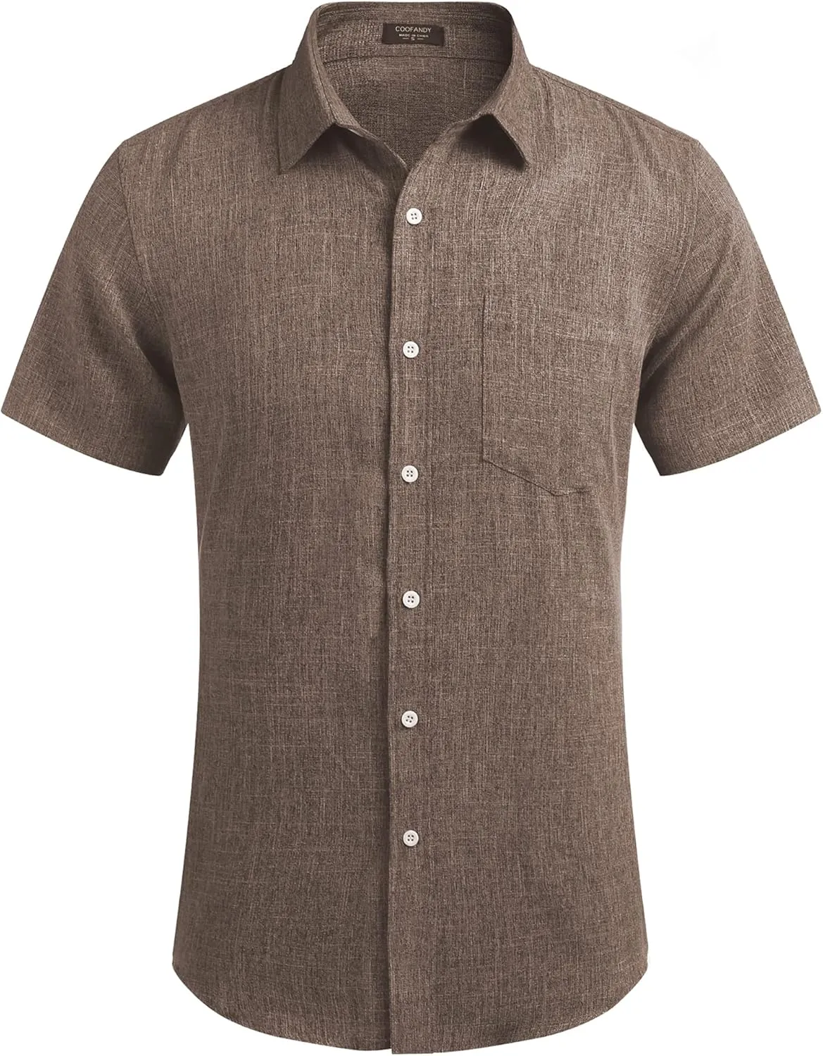 COOFANDY Men's Casual Button Down Shirts Short Sleeve Linen Shirts Summer Beach Dress Shirt