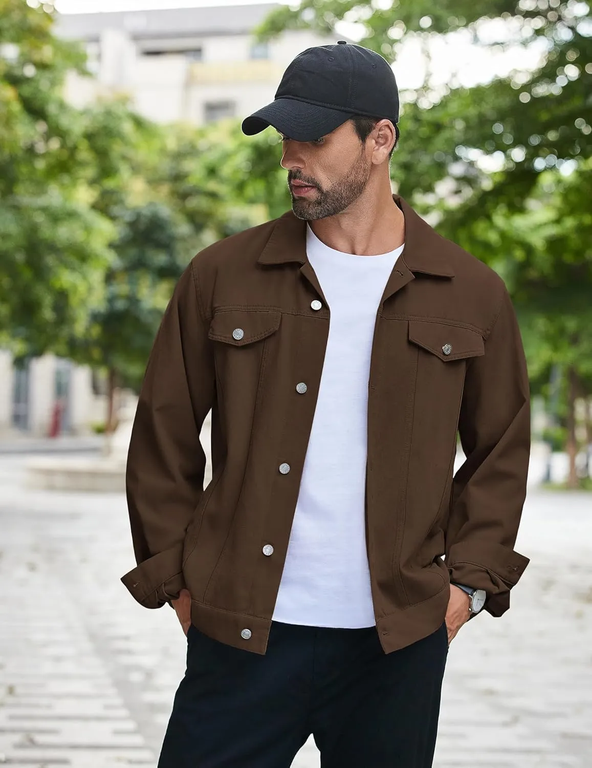 COOFANDY Men's Cotton Denim Jacket Lightweight Trucker Jackets Casual Washed Jean Jacket