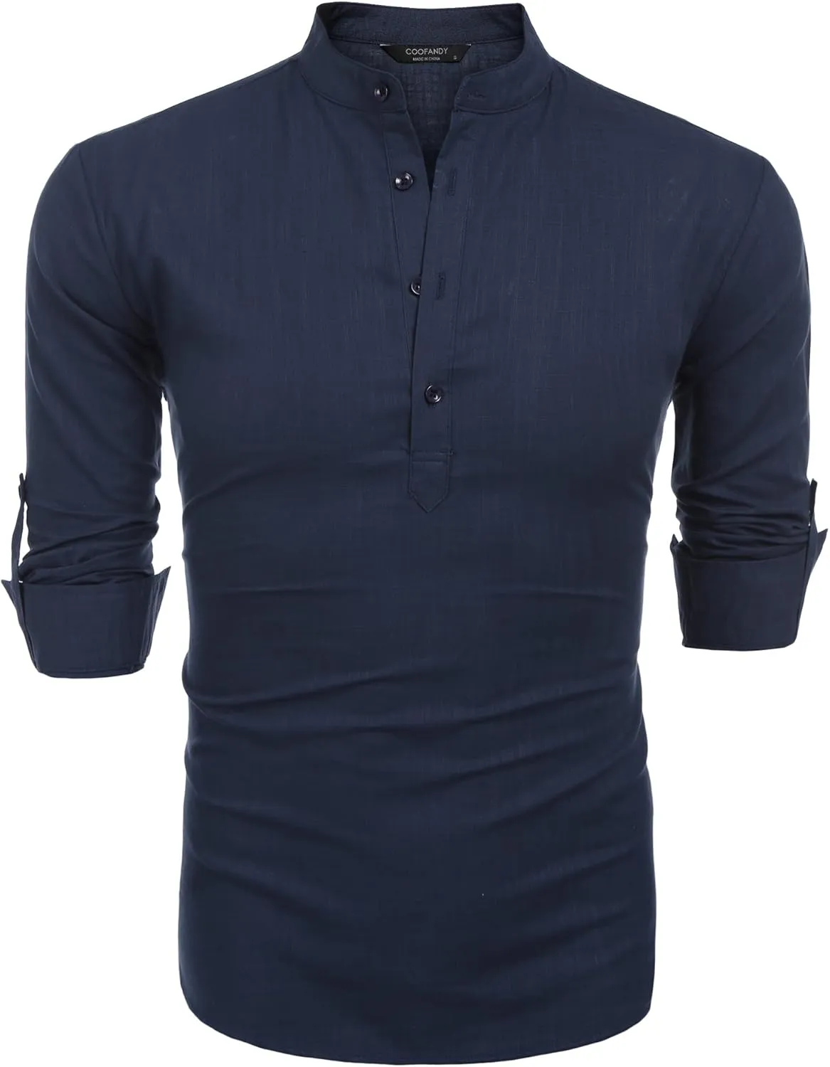 COOFANDY Men's Cotton Linen Henley T-Shirts Long Sleeve Hippie Casual Beach T-Shirts
