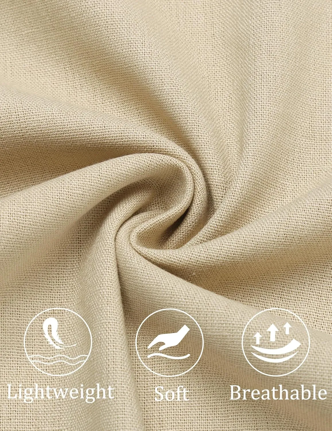 COOFANDY Men's Cotton Linen Pants Elastic Waist Lightweight Casual Pants Relaxed Fit Yoga Beach Pants with Pockets
