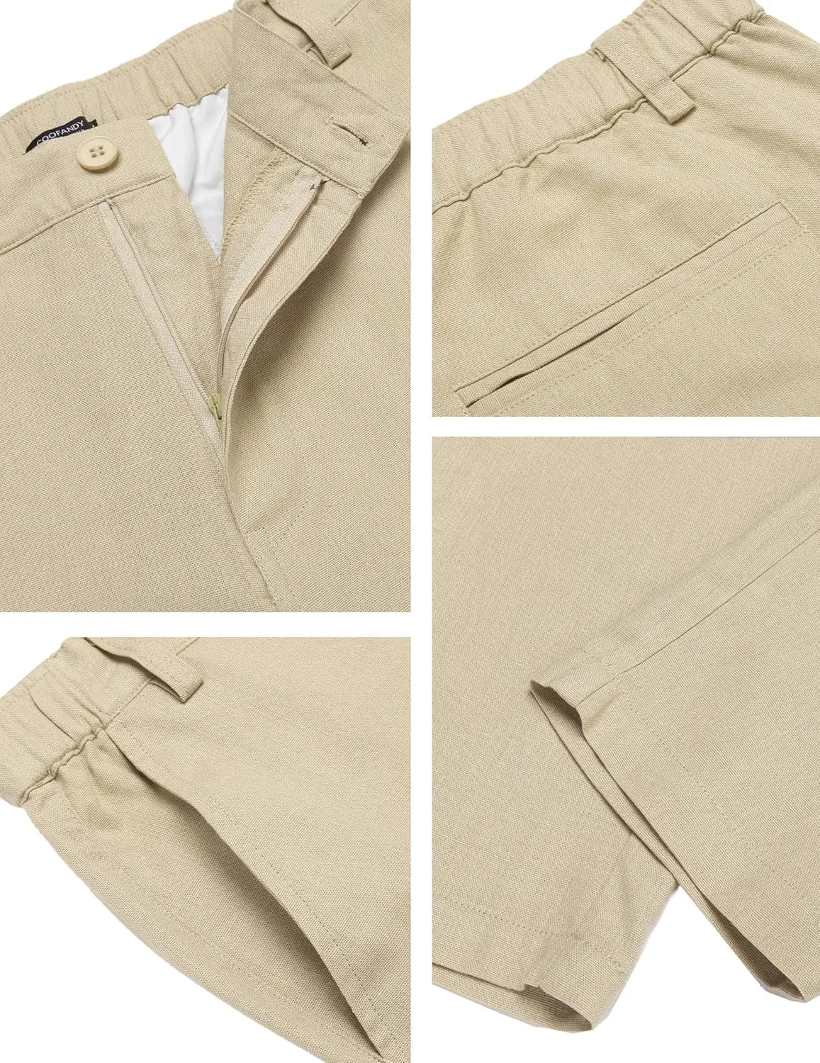 COOFANDY Men's Cotton Linen Pants Elastic Waist Lightweight Casual Pants Relaxed Fit Yoga Beach Pants with Pockets