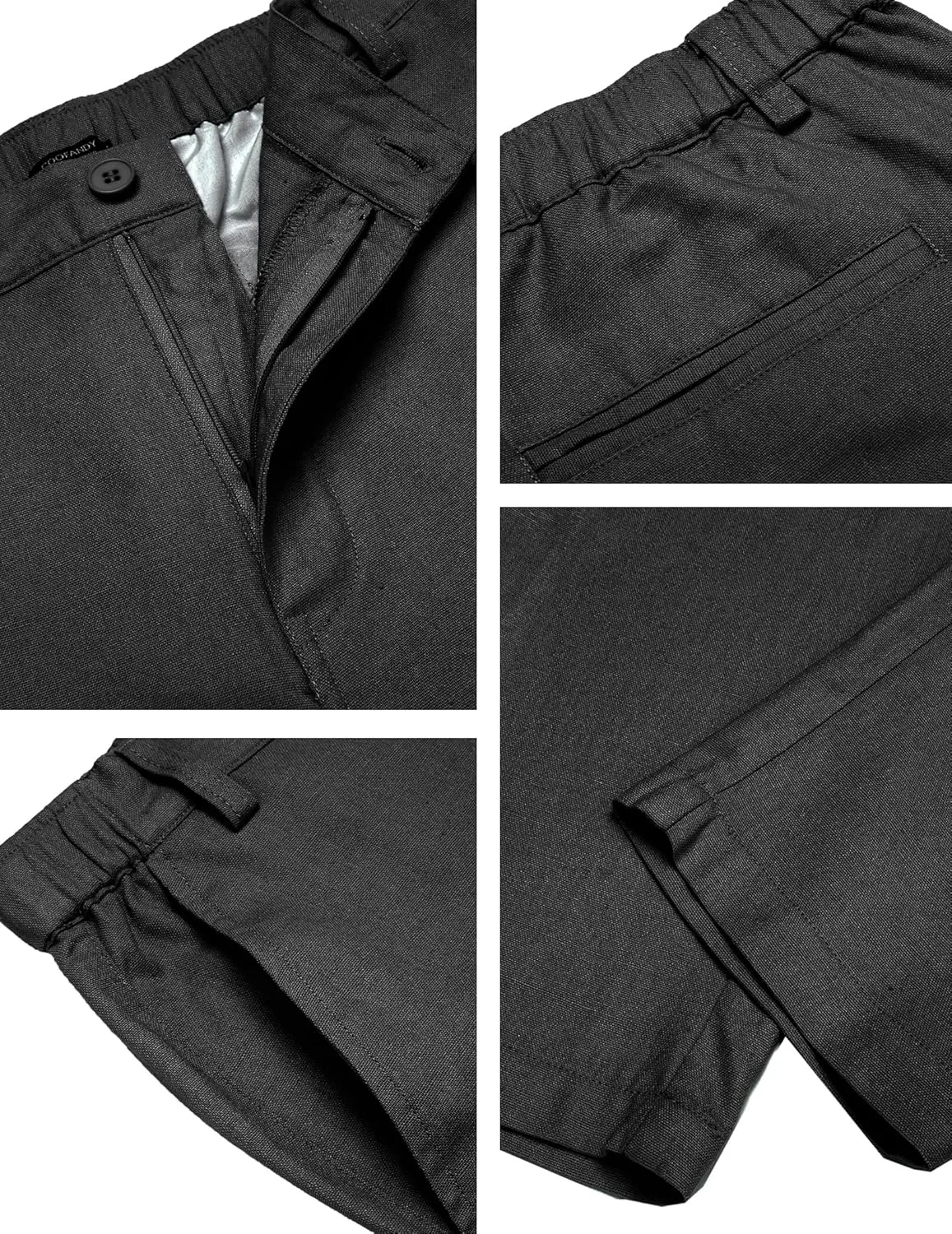 COOFANDY Men's Cotton Linen Pants Elastic Waist Lightweight Casual Pants Relaxed Fit Yoga Beach Pants with Pockets