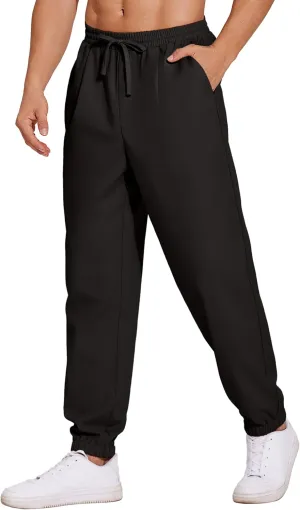 COOFANDY Men's Linen Casual Pants Lightweight Jogger Pants Elastic Waist Drawstring Yoga Beach Pants with Pockets