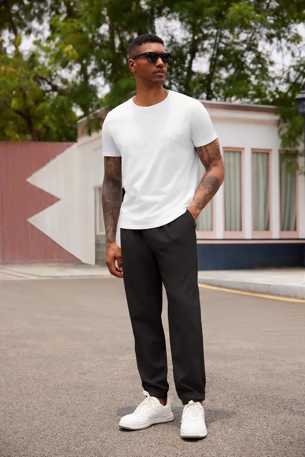 COOFANDY Men's Linen Casual Pants Lightweight Jogger Pants Elastic Waist Drawstring Yoga Beach Pants with Pockets