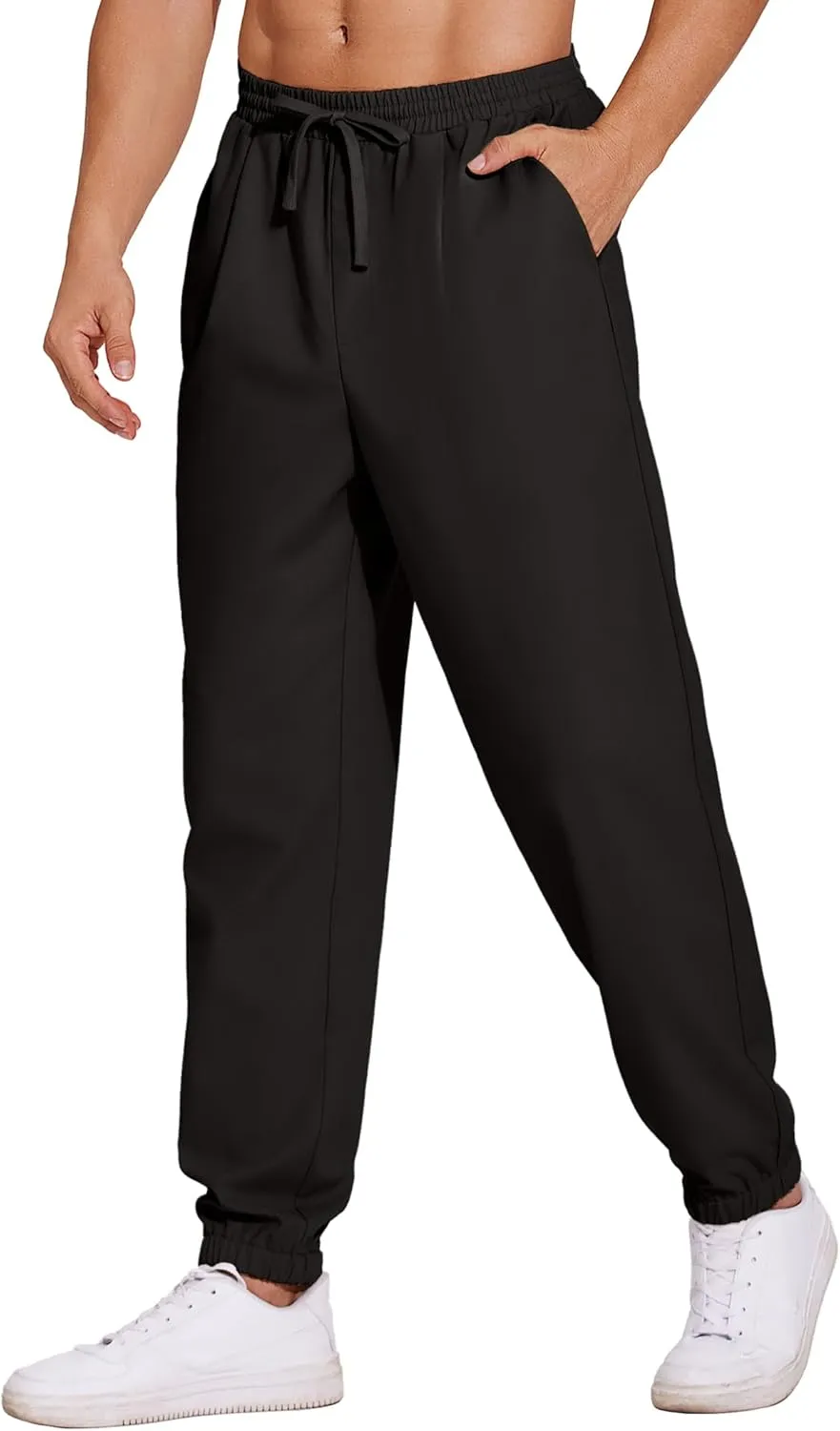 COOFANDY Men's Linen Casual Pants Lightweight Jogger Pants Elastic Waist Drawstring Yoga Beach Pants with Pockets
