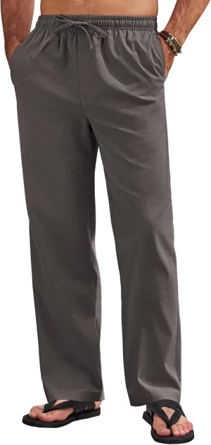 COOFANDY Men's Linen Pants Drawstring Casual Loose Fit Beach Summer Pants Lightweight Linen Trousers Yoga Pants