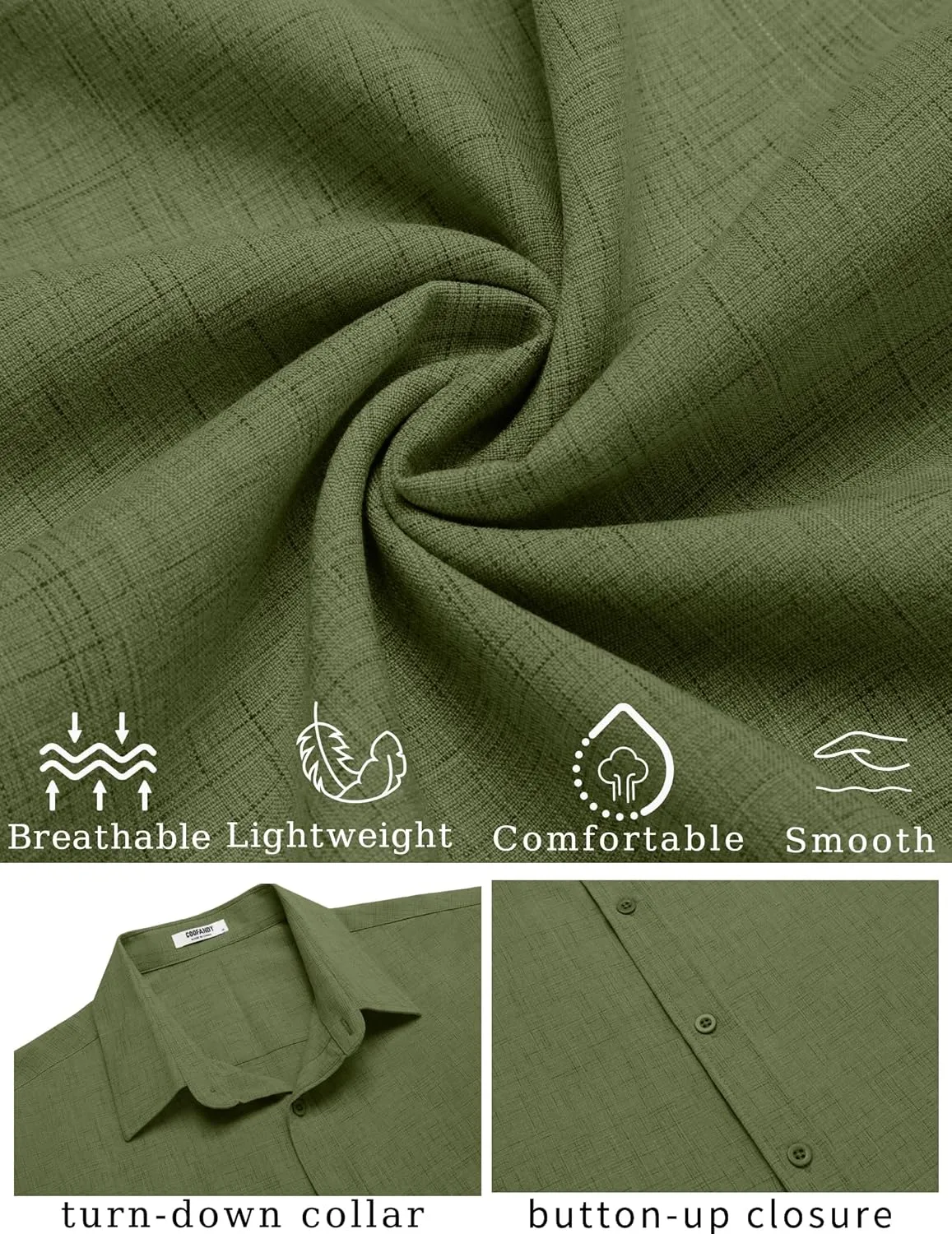 COOFANDY Mens Linen Shirt Casual Short Sleeve Button Down Shirt Summer Beach Vacation Wedding Wear